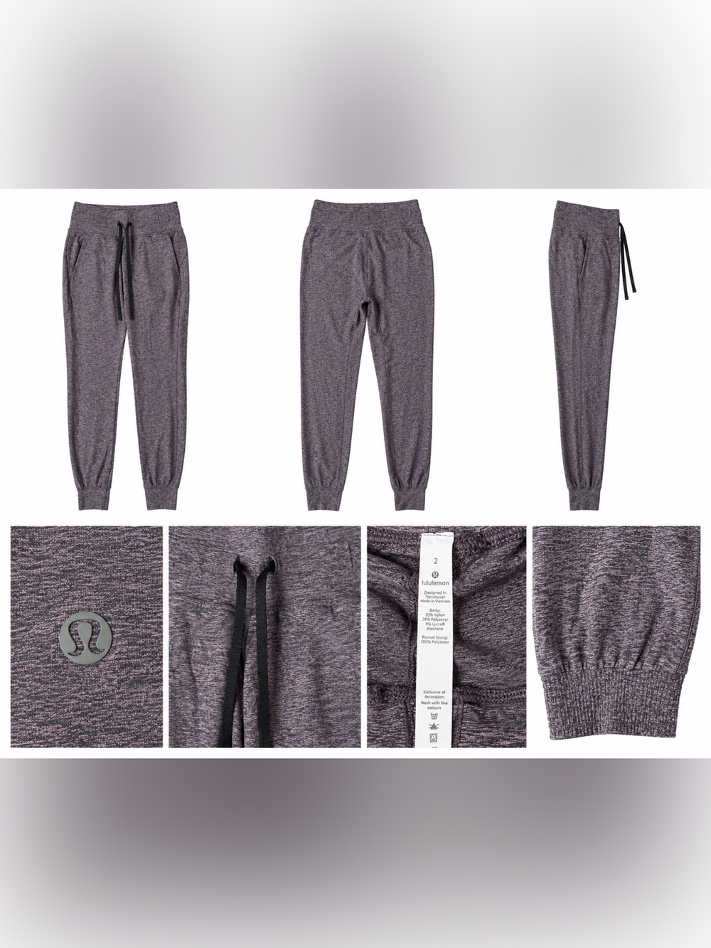 Lululemon Studio Pant II No Liner Heathered Plum Jogger Yoga Size 2
